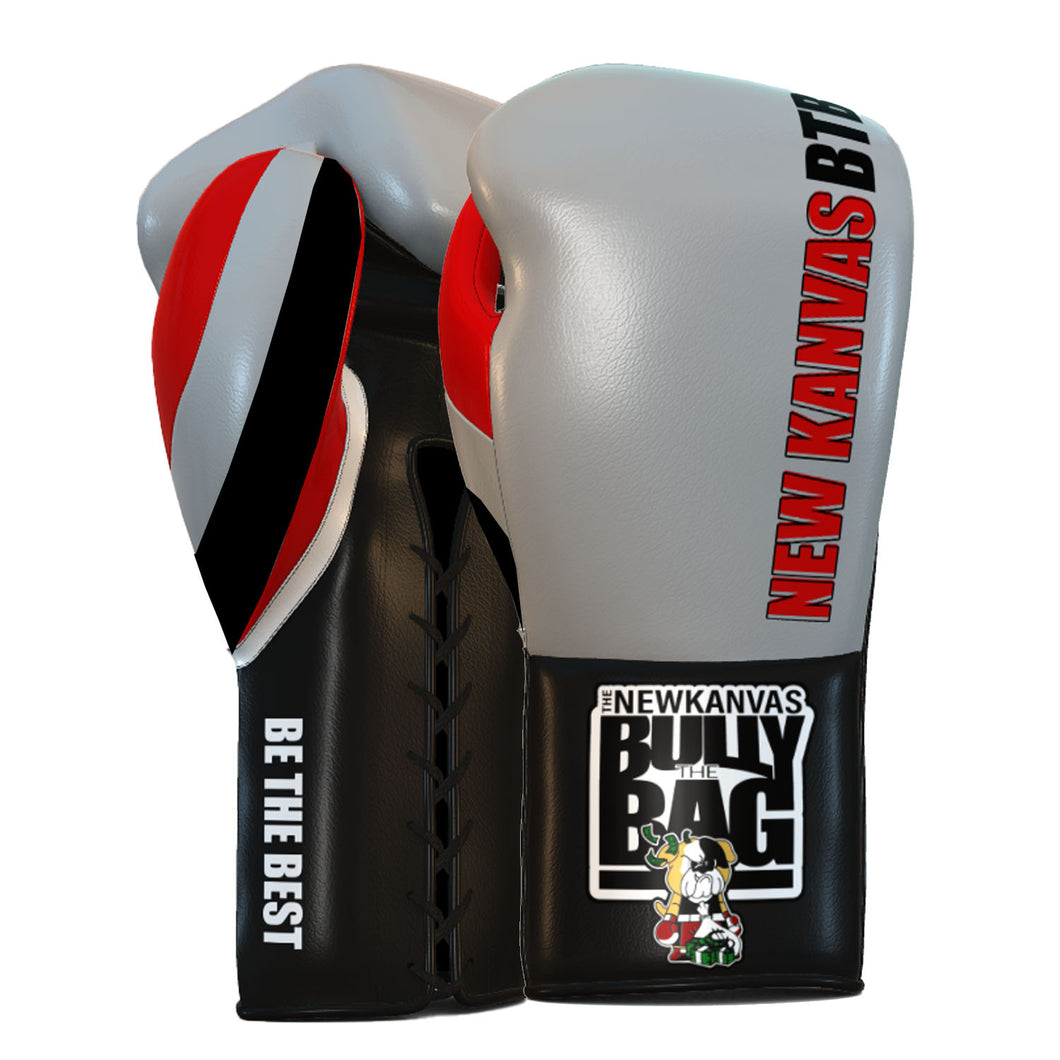 The New Kanvas Grey and Black Word Boxing Gloves