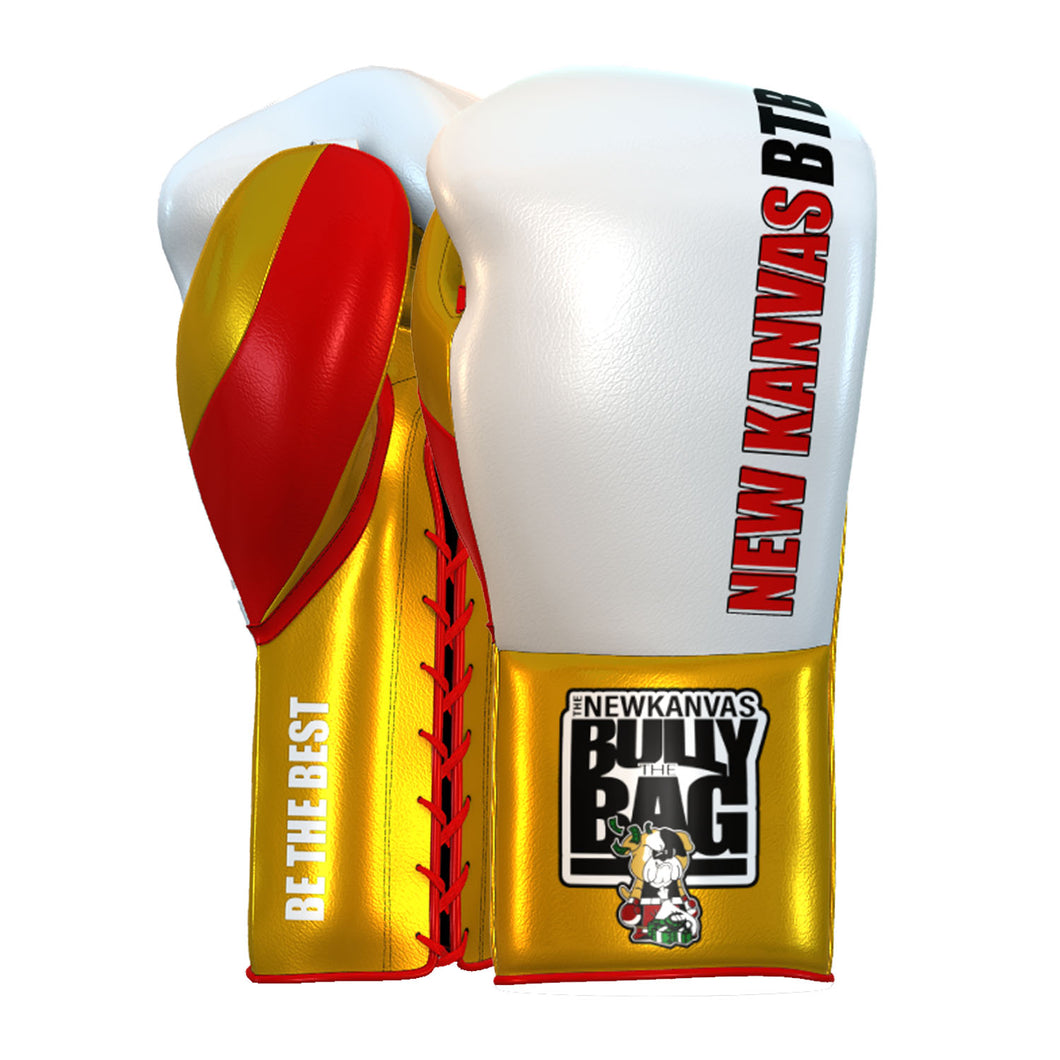 The New Kanvas White, Red and Gold Word Boxing Gloves