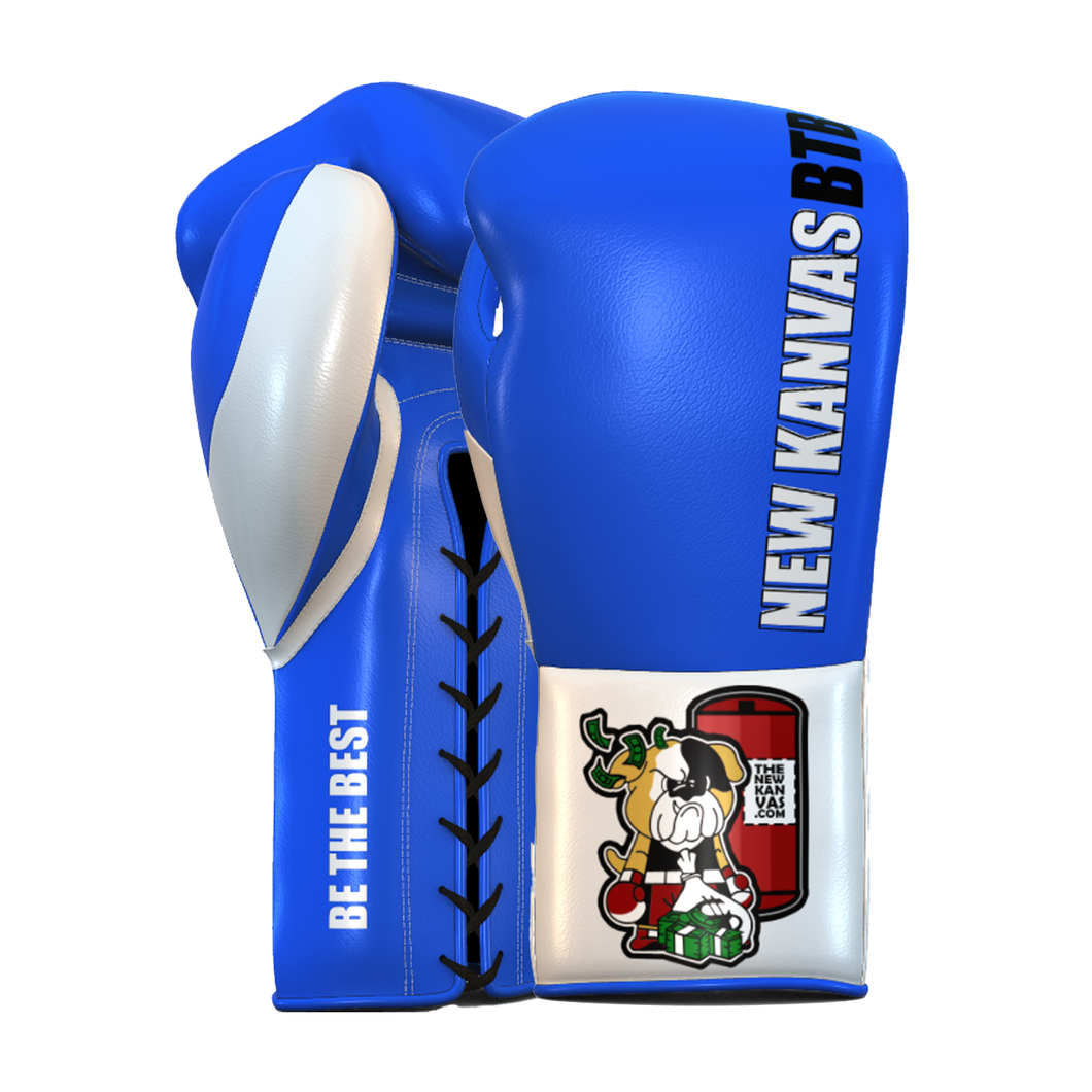 The New Kanvas Blue and White Word Boxing Gloves