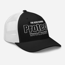 Load image into Gallery viewer, New Kanvas Protect Your Mental Black and white Trucker Cap
